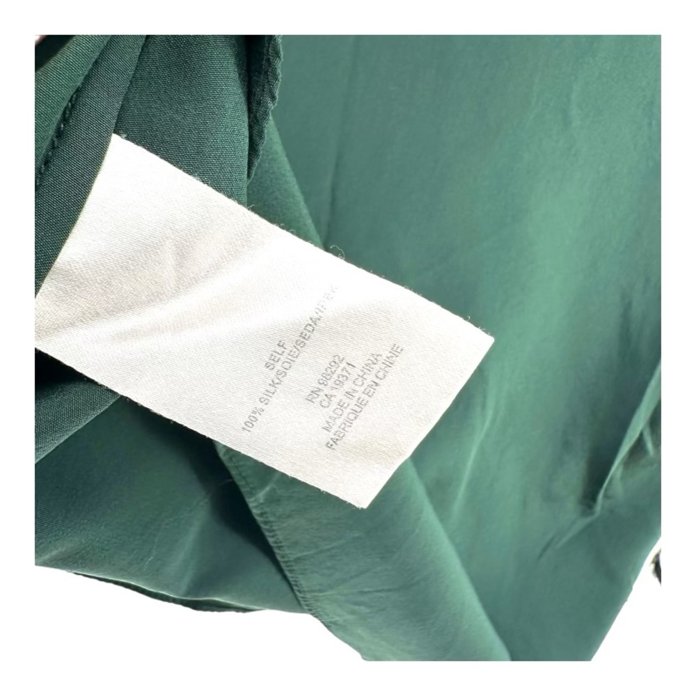 Tibi Dark Green Draped Neck Cap-Sleeve Blouse - Picture 8 of 12